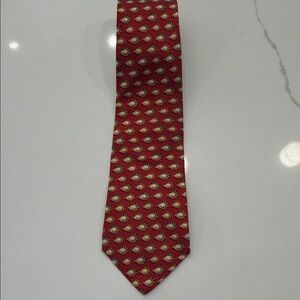 Salvatore Ferragamo Red Tie with Gold Hedgehog